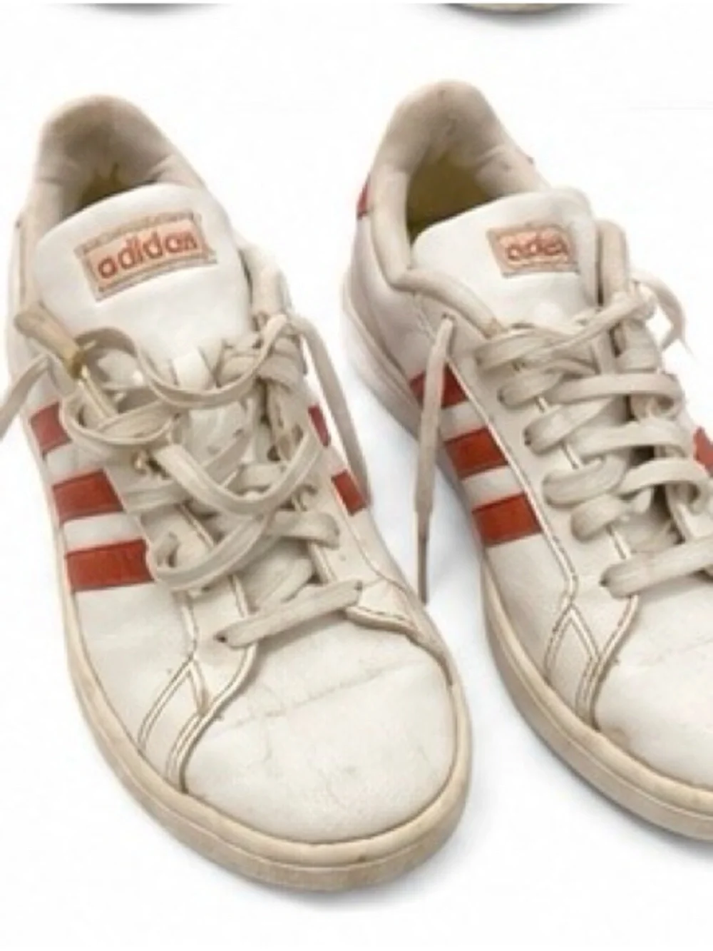 adidas White Athletic Sneakers with Red Stripes